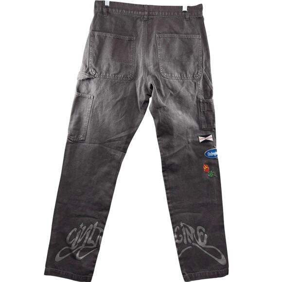 Civilregime Gray Heavyweight Canvas Carpenter Pant Men Size 28 Embroidered - Picture 1 of 10